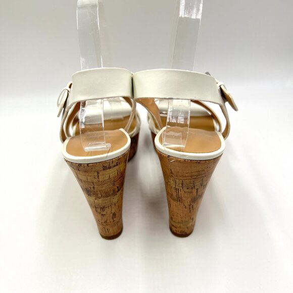 Franco Sarto Womens Size‎ 10 Stallion White Faux Leather Wedges Sandals Shoes - Picture 7 of 15